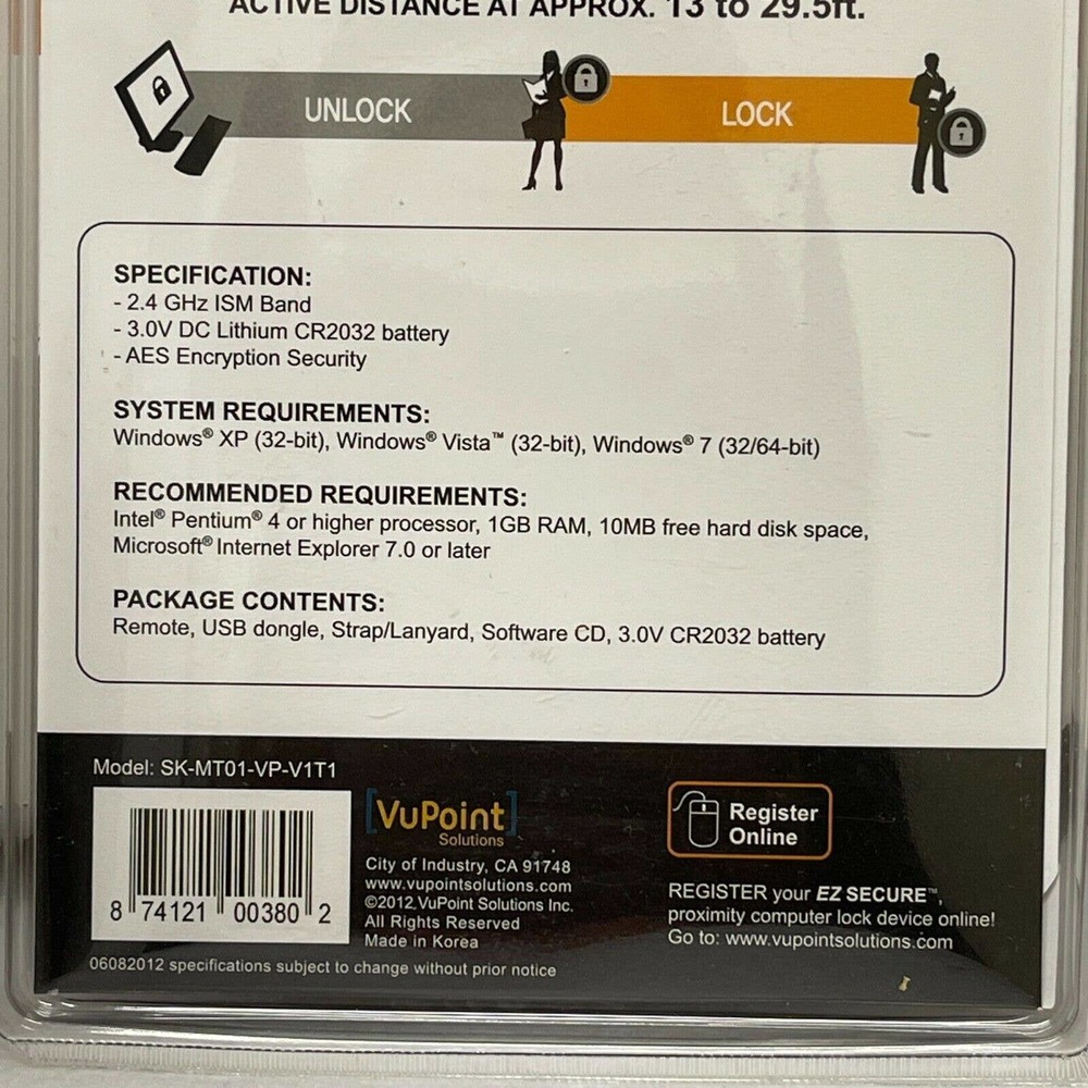 VuPoint 2012 EZ Secure Keychain USB Proximity Computer Lock - Picture 4 of 4